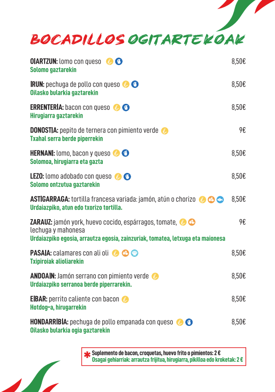 Bocadillos Euskobowling