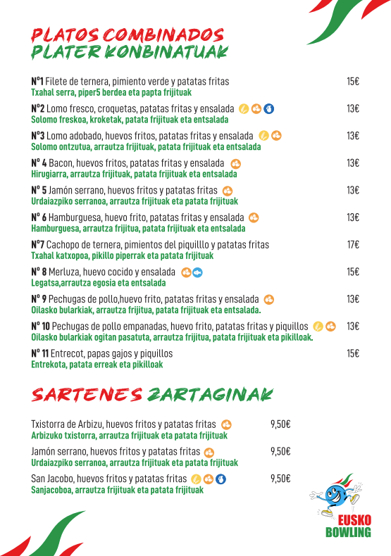 Platos combinados Euskobowling